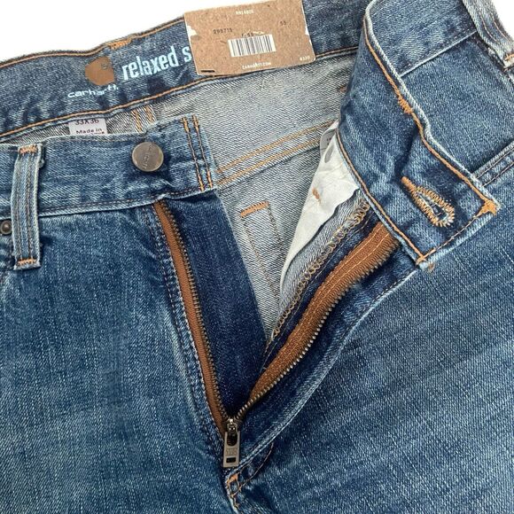 NEW Carhartt B320 990 Men Jeans 33x36 Relaxed Fit Straight Leg Blue Denim Cotton - Picture 8 of 8